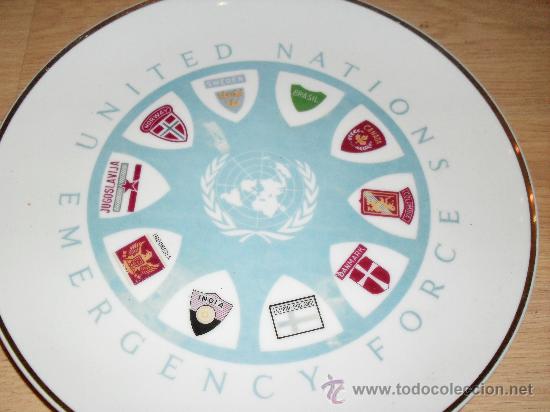 Militaria: PLATO CERAMICA FUERZAS DE EMERGENCIA NACIONES UNIDAS