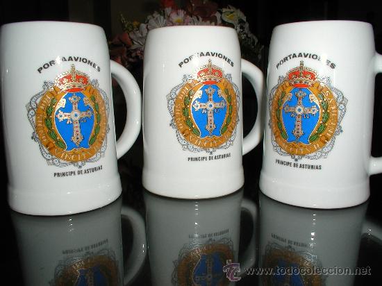 Militaria: 3 JARRAS DEL PORTAAVIONES PRINCIPE DE ASTURIAS