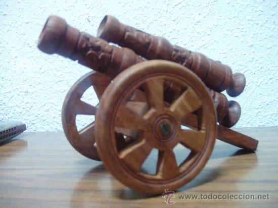 Military Antiques: CA&Ntilde;ON DE MADERA TALLA, TALLADO /// DOBLE Y M&Oacute;VIL ///