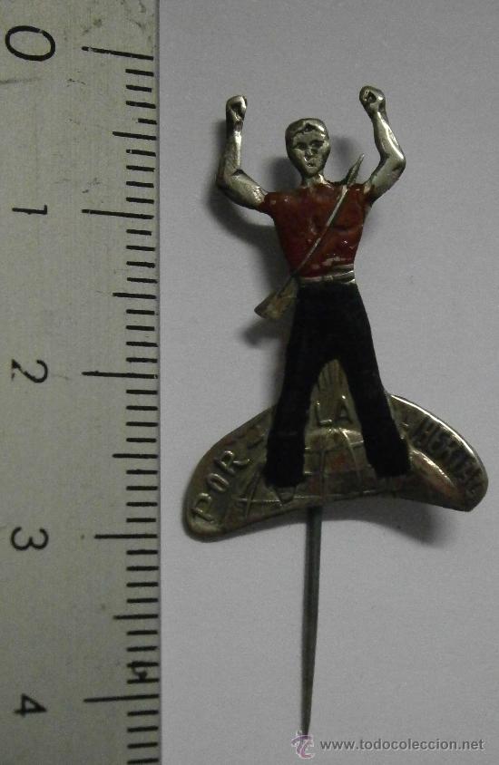 Military Antiques: Insignia de aguja de Miliciano, 'Por la libertad'.