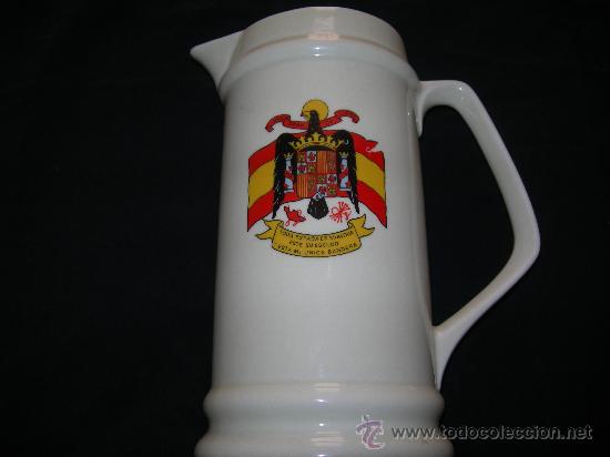 Military Antiques: ESCUDO DEL ESTADO ESPA&Ntilde;OL SERIGRAFIADO EN JARRA DE CERAMICA, LA JARRA MIDE 23 CMS DE ALTO