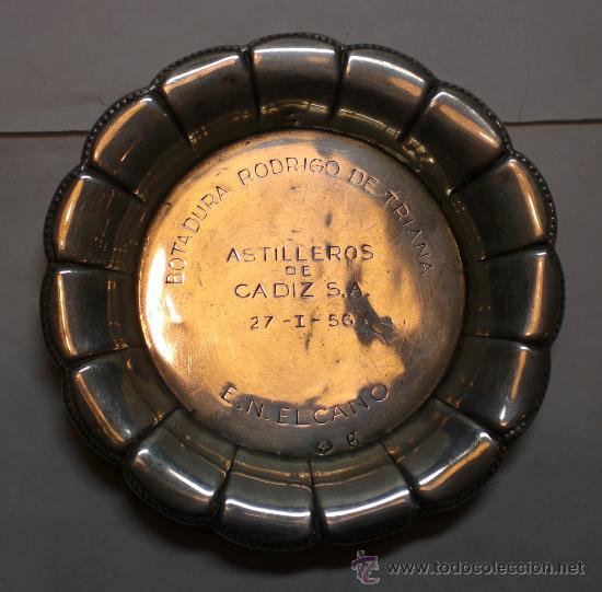 Militaria: Recuerdo de PLATA antiguo de la BOTADURA RODRIGO DE TRIANA - CADIZ - 1956 E.N.ELCANO, con contraste