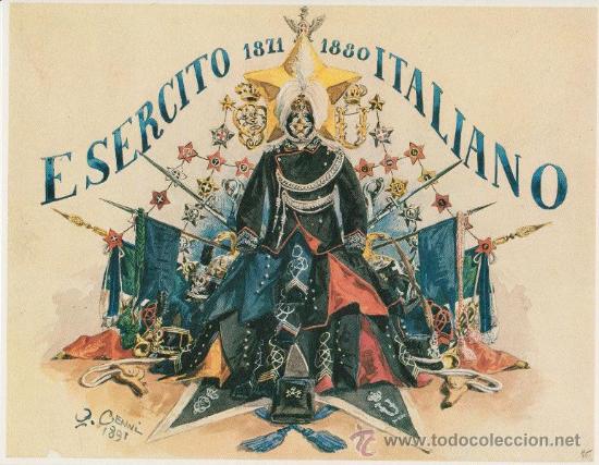 Militaria: REPRODUCCI&Oacute;N DE ILUSTRACI&Oacute;N DE QUINTO CENNI. A AMBAS CARAS. SOLDADOS ITALIANOS.