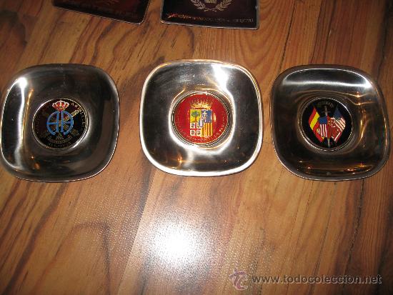 Militaria: lote 3 ceniceros con escudo esmaltado - Dip. Prov.Zaragoza-Acad. Artilleria Segovia-Crixex