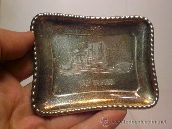 Military Antiques: Bandejita de metal plateado. PLACA CONMEMORATIVA - EL GASTOR