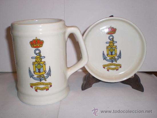 Military Antiques: Jarra y Plato de Colecci&oacute;n. Cer&aacute;mica. . COMANDANCIA DE MARINA. BILBAO