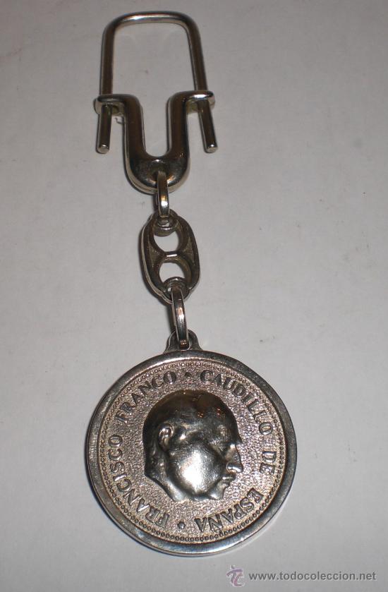 Militaria: Llavero Francisco Franco &ldquo;Caudillo de Espa&ntilde;a&rdquo; &middot; Escudo franquista &middot; ca. 1960&ndash;1975