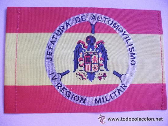Military Antiques: BANDERITA JEFATURA AUTOMOVILISMO - IV REGION MILITAR. ESCUDO NACIONAL CON AGUILA DE SAN JUAN, FRANCO
