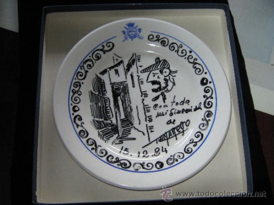 Militaria: PLATO ECEF CON DEDICATORIA - INFANTERIA - PINTADO A MANO