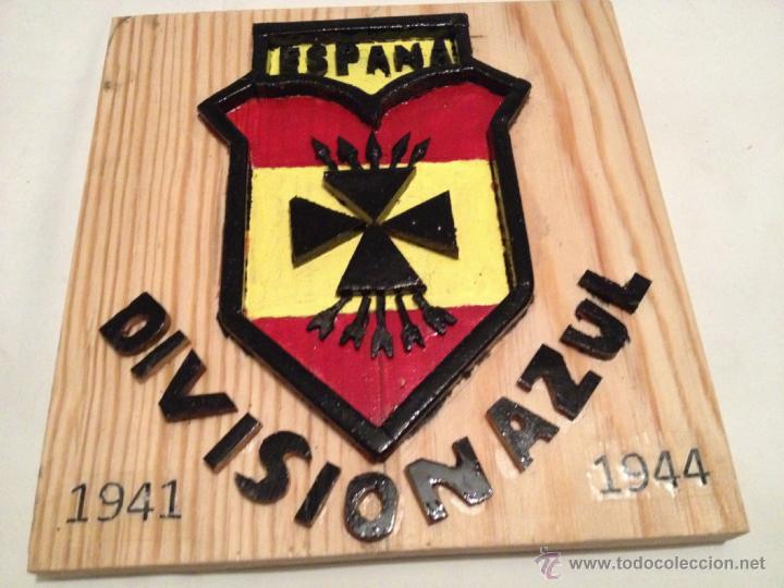Militaria: ESCUDO TALLADO DE LA DIVISION AZUL. !!!ARTESANAL!!!