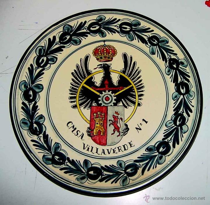 Military Antiques: ANTIGUO PLATO DE CERAMICA DE C.M.S.A. VILLAVERDE N&ordm; 1 - TAL COMO SE PUEDE VER EN LAS FOTOS. MIDE 26,