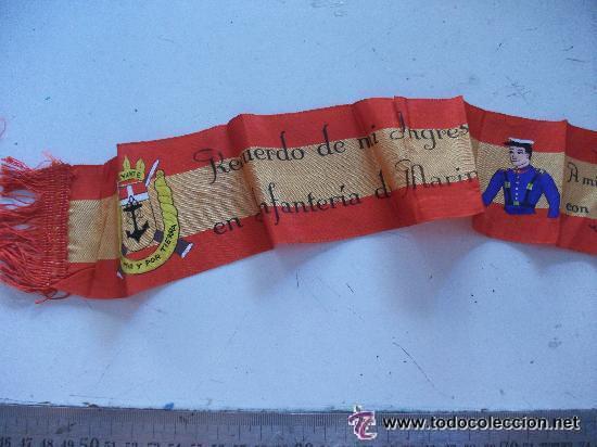 Military Antiques: INFANTERIA DE MARINA . RECUERDO DE LA MILI, EPOCA DE FRANCO... 7 x 50 CM., pintado a mano.