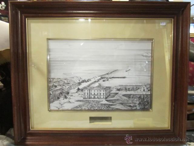 Militaria: Dibujo a plumilla - Gobierno Militar de Las Palmas S. XIX - firmado por C&egrave;sar Casanova.