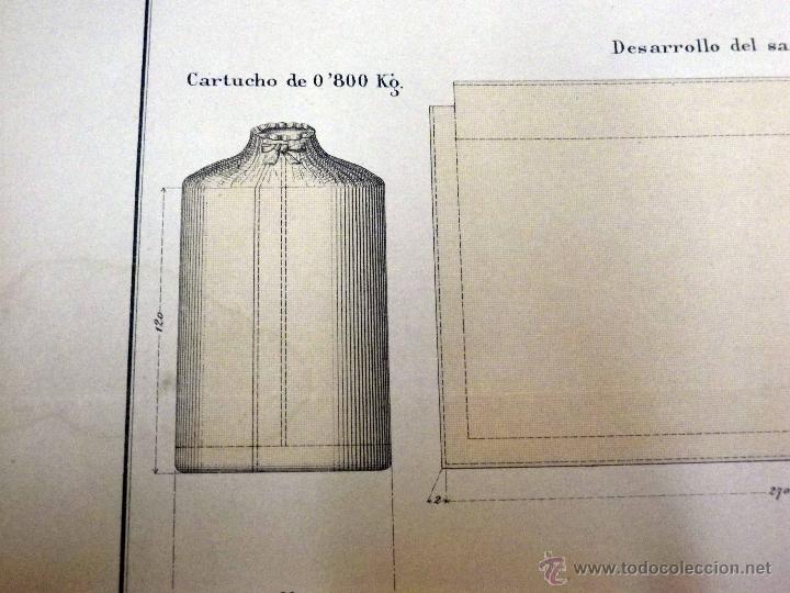 Militaria: LAMINA MILITAR, CARTUCHOS PARA MORTERO, 15, MOD 1891, PLAZA COSTA Y SITIO, GOSSET, 1893