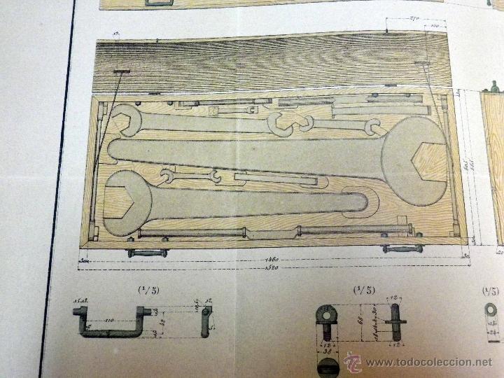 Military Antiques: LAMINA MILITAR, ACCESORIOS PARA CA&Ntilde;ON DE ACERO 30.5 KRUPP, PLAZA COSTA Y SITIO, GOSSET, 1889