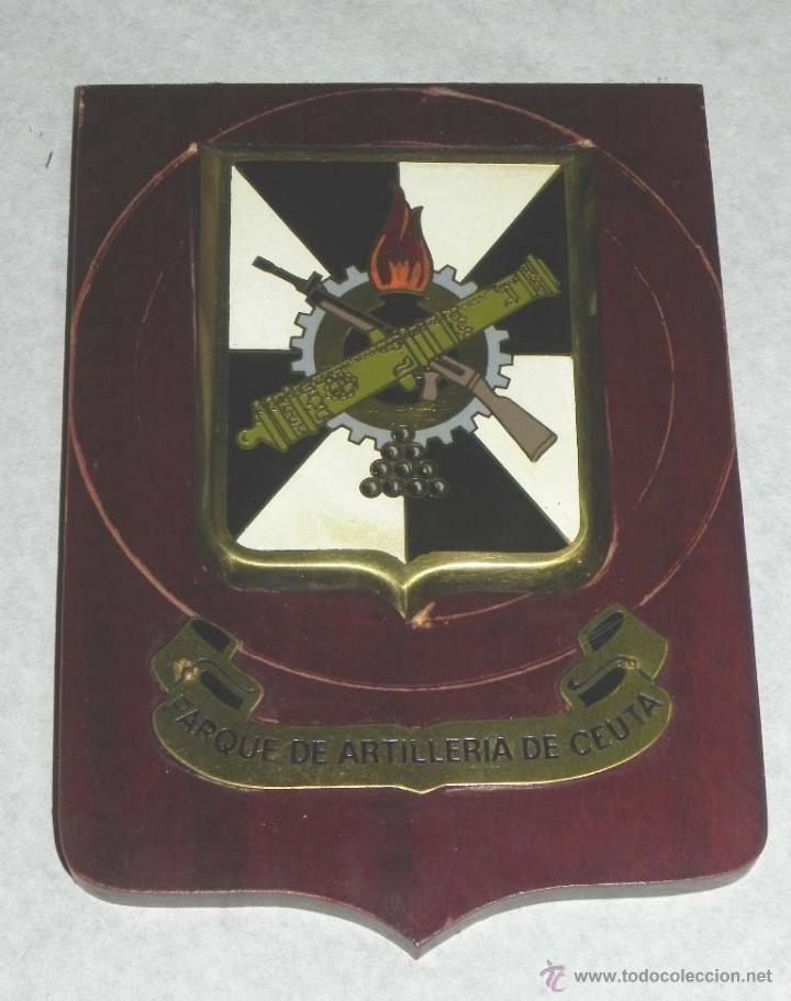Military Antiques: METOPA DEL PARQUE DE ARTILLERIA DE CEUTA, MIDE 20 X 14,5 CMS.