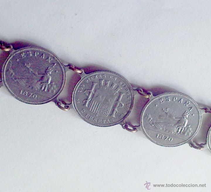 Militaria: PULSERA MONEDAS PELTRE A&Ntilde;OS 40