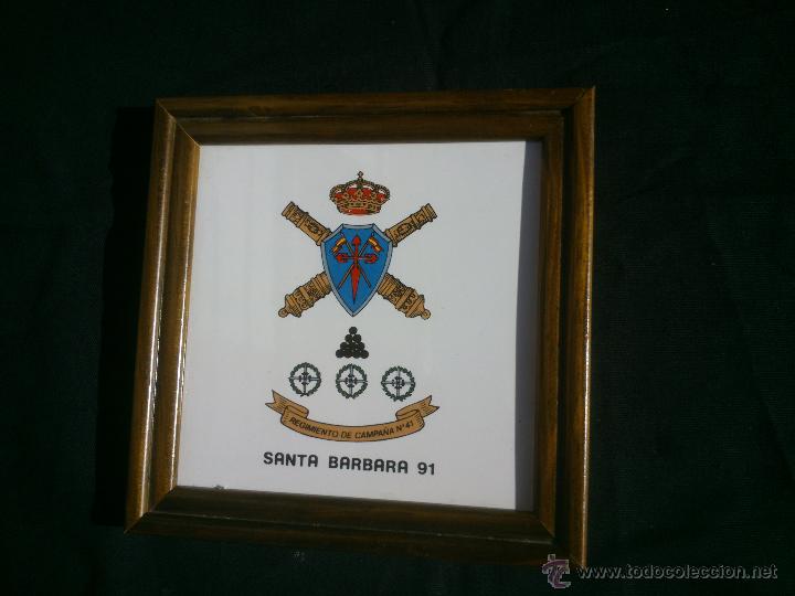 Militaria: AZULEJO REGIMIENTO DE CAMPA&Ntilde;A N&ordm;41.SANTA BARBARA 91.ENMARCADO.17,5X17,5CM.