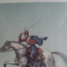 Militaria: HÚSARES DE PAVIA 1859,LAMINA EN MARCO CON CRISTAL FIRMADA POR F MURUBE. Lote 49543873