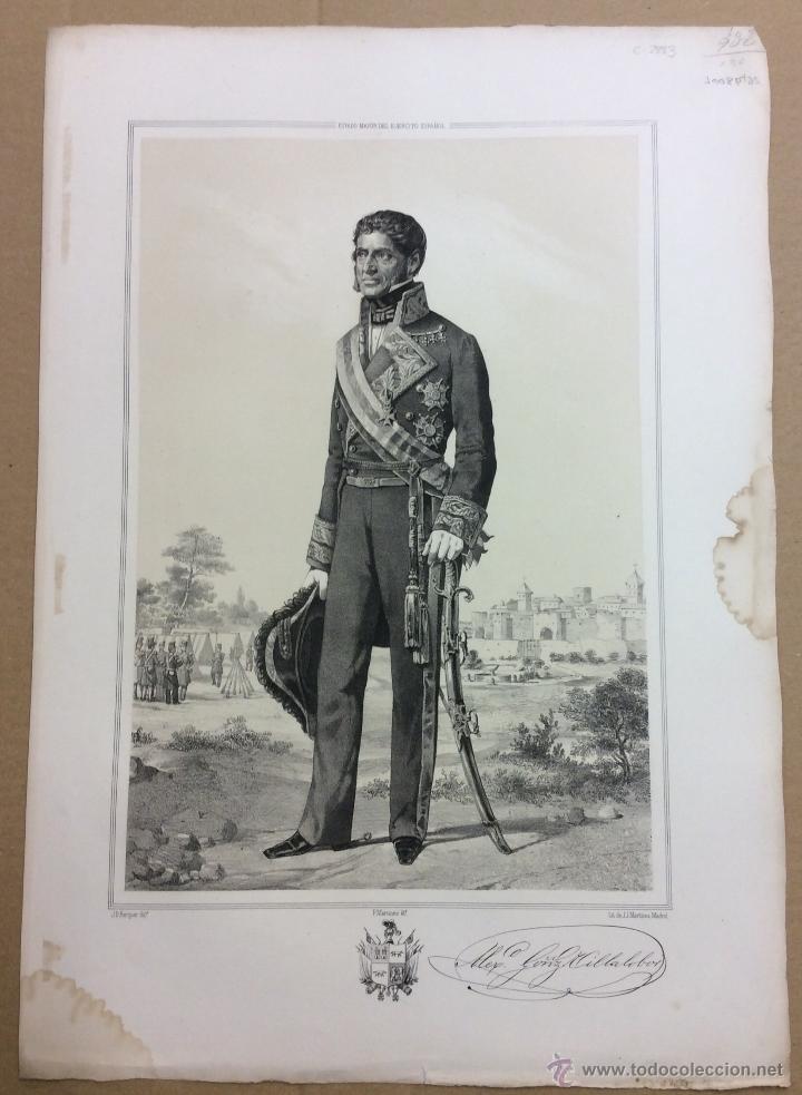 Militaria: ESTADO MAYOR DEL EJERCITO ESPA&Ntilde;OL. ALEJANDRO GONZ&Aacute;LEZ VILLALOBOS. 45,4 x 32 cm.
