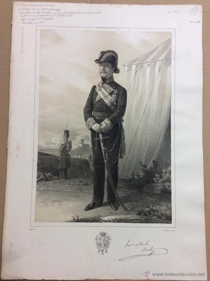 Militaria: ESTADO MAYOR DEL EJERCITO ESPA&Ntilde;OL. FRANCISCO DE NAULA ALCAL&Aacute;. 45,4 x 32 cm.