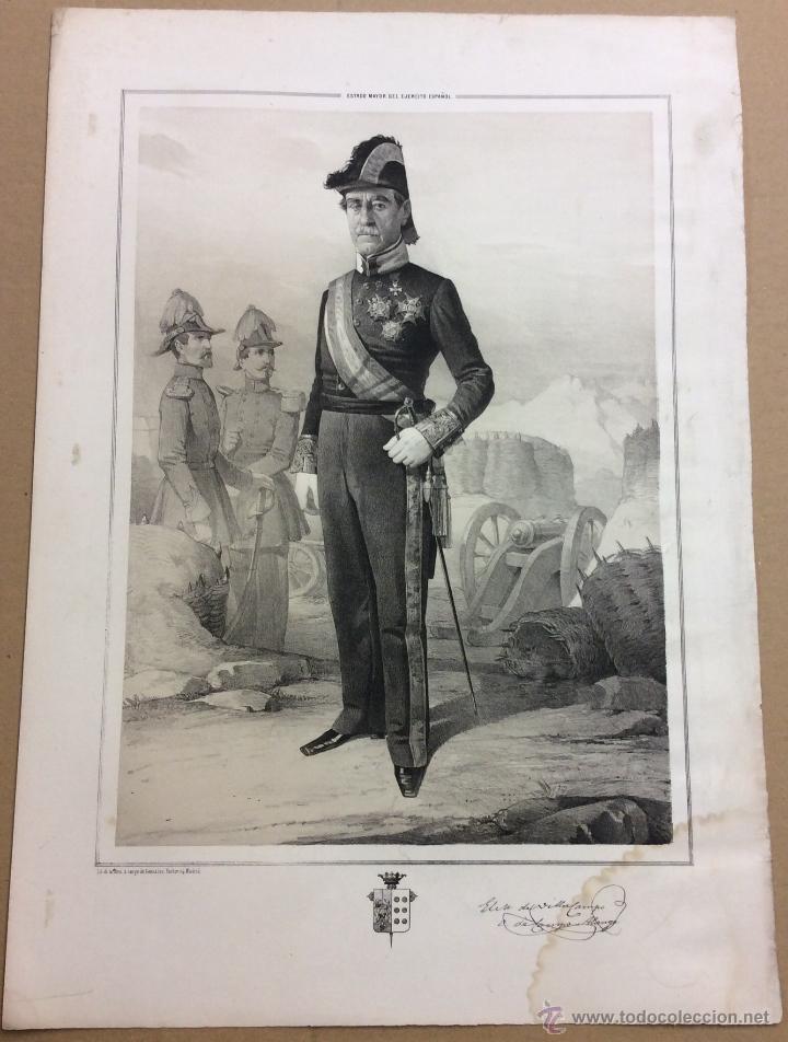 Militaria: ESTADO MAYOR DEL EJERCITO ESPA&Ntilde;OL. MARQU&Eacute;S DE VILLACAMPO Y CONDE DE CAMPO ALANGE. 45,4 x 32 cm.