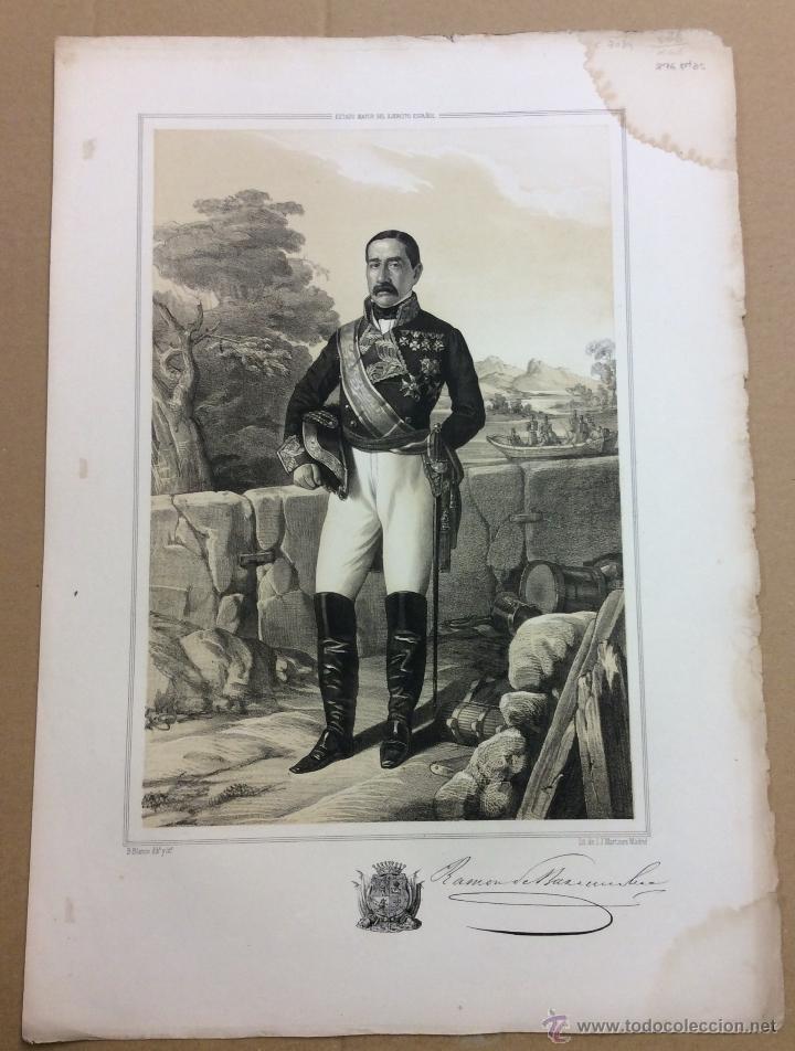 Militaria: ESTADO MAYOR DEL EJERCITO ESPA&Ntilde;OL. RAM&Oacute;N DE MARIAMALUA. 45,4 x 32 cm.