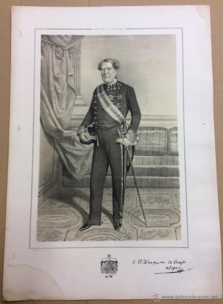 Militaria: ESTADO MAYOR DEL EJERCITO ESPA&Ntilde;OL. EL MARQU&Eacute;S DE CAMPO ALEGRE. 45,4 x 32 cm.