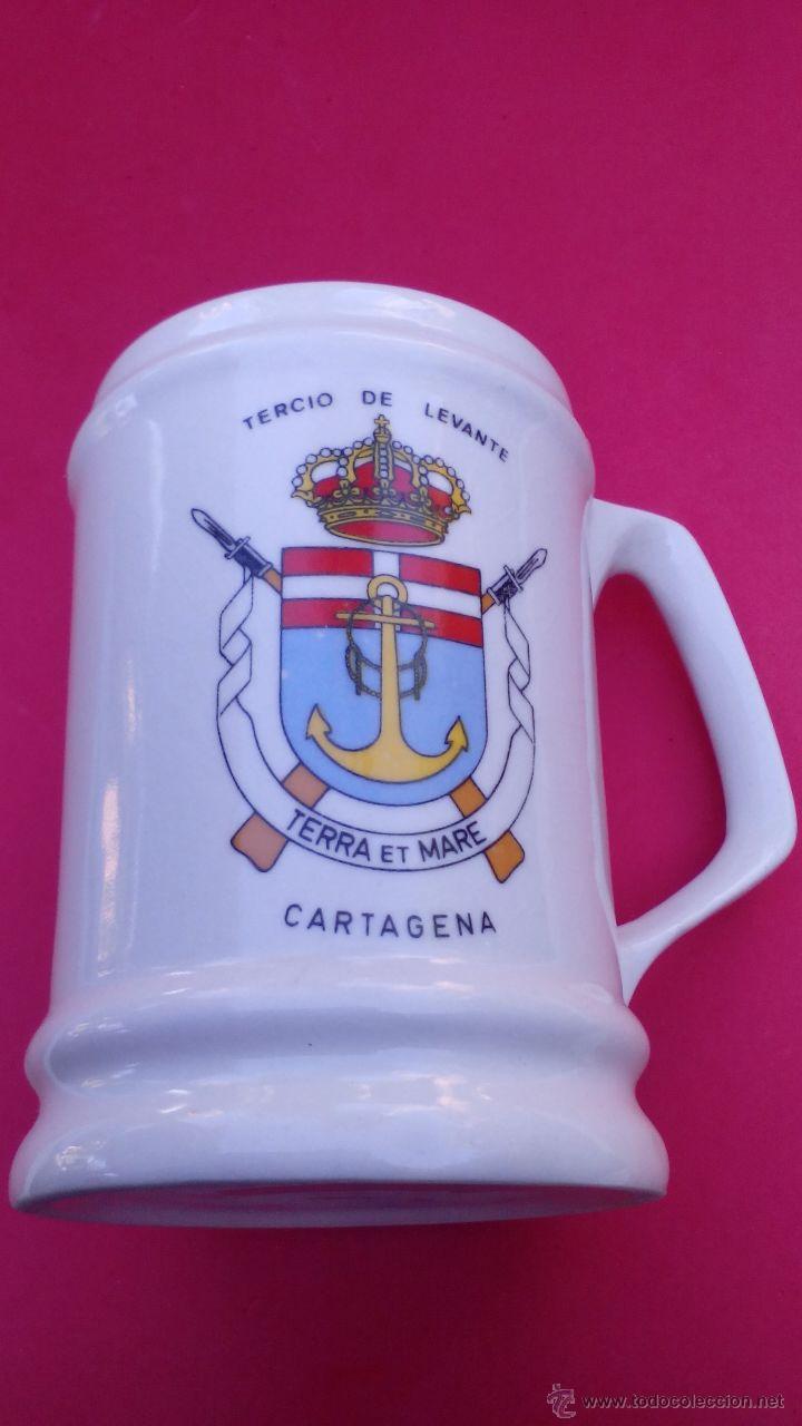 Military Antiques: JARRA CERAMICA MILITAR, TERCIO DE LEVANTE, CARTAGENA