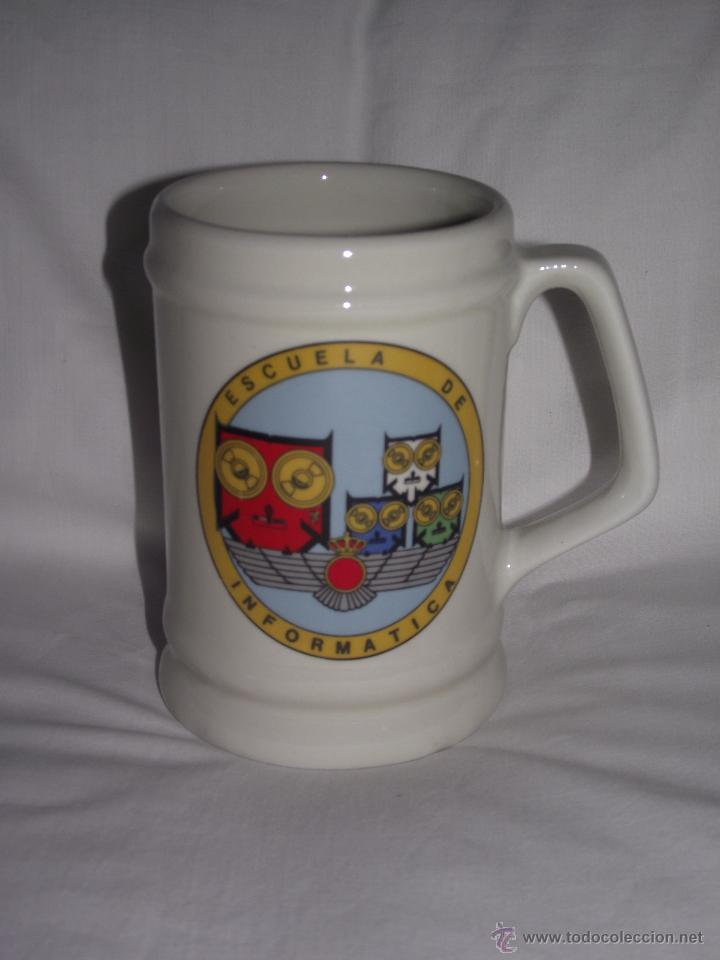 Military Antiques: JARRA CERVEZA CERAMICA - ESCUELA DE INFORMATICA. MILITAR