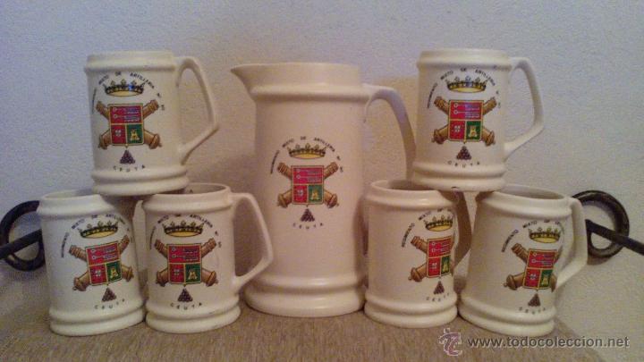 Military Antiques: JUEGO JARRAS DE CERAMICA MILITAR, REGIMIENTO MIXTO ARTILLERIA N&ordm; 30, CEUTA