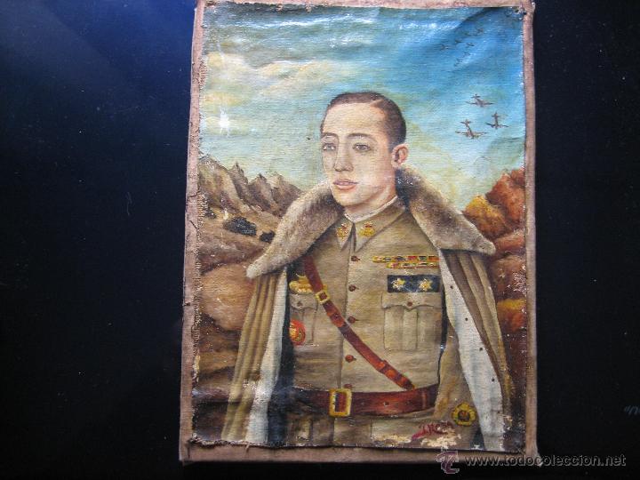 Military Antiques: PINTURA AL &Oacute;LEO DE UN OFICIAL GUERRA CIVIL POSIBLEMENTE CAIDO EN COMBATE CON LAUREADA EN BOCAMANGA
