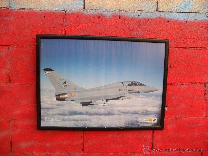 Military Antiques: lamina enmarcada avion eurofighter,logo ministerio defensa,gran tama&ntilde;o