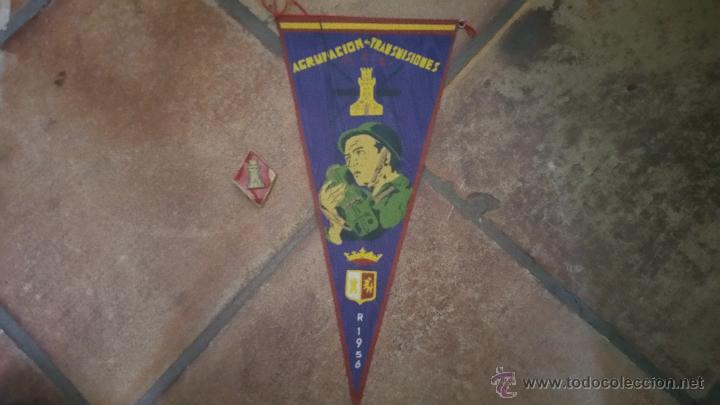 Military Antiques: BANDERIN DE LOS A&Ntilde;OS 50,DE LA AGRUPACION DE TRANSMISIONES DE LA PRIMERA REGION MILITAR