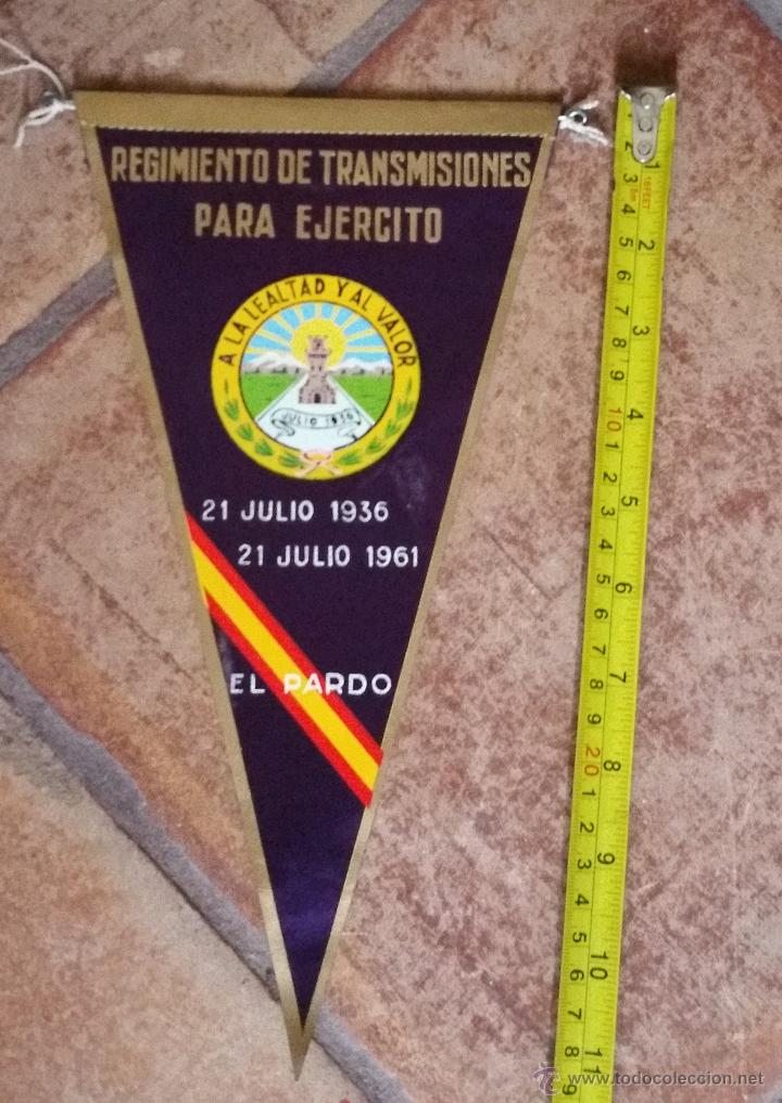Military Antiques: BANDERIN A&Ntilde;OS 50-60 REGIMIENTO DE TRANSMISIONES DEL PARDO