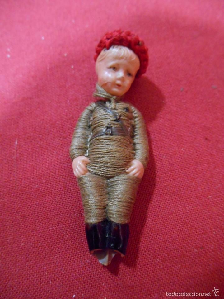 Military Antiques: ANTIGUO MU&Ntilde;ECO DE CELULOIDE CON TRAJE MILITAR HECHO A MANO - EPOCA FRANQUISTA -