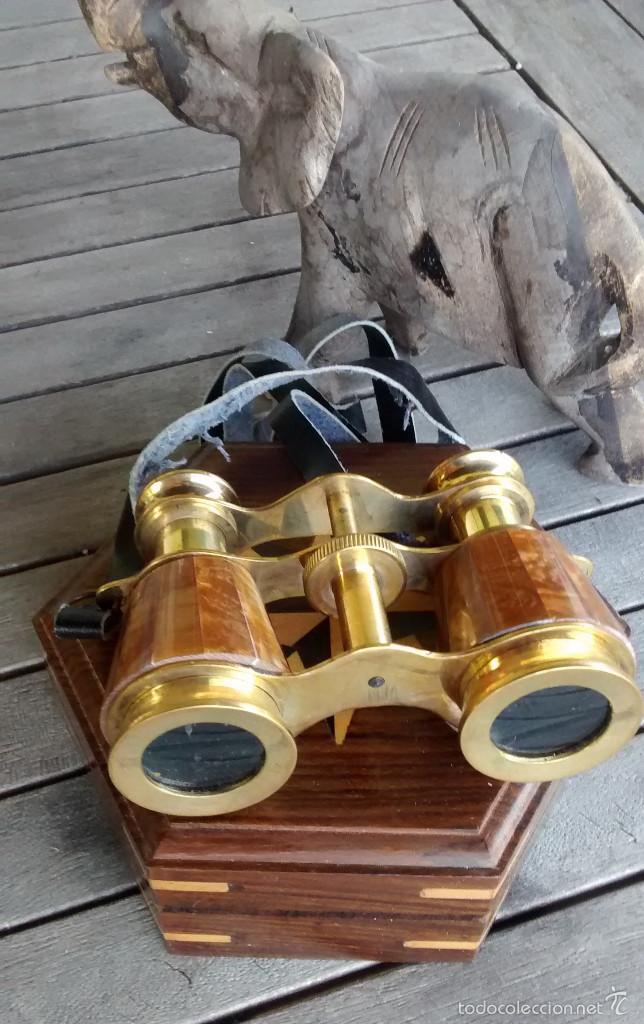 Militaria: PRISM&Aacute;TICOS O BINOCULARES MARINOS NACARADOS EN SU CAJA DE MADERA. 10X