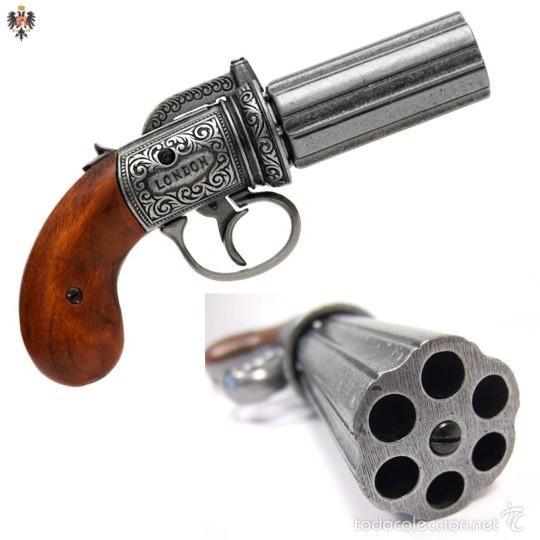 Militaria: PISTOLA PIMENTERO AVISPERO 6 CA&Ntilde;ONES INGLESA A&Ntilde;O 1815. 22 CMS