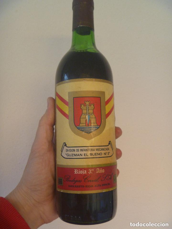 Militaria: BOTELLA DE VINO DE RIOJA PARA DIVISION INFANTERIA MECANIZADA GUZMAN EL BUENO N&ordm; 2 ... SIN ABRIR