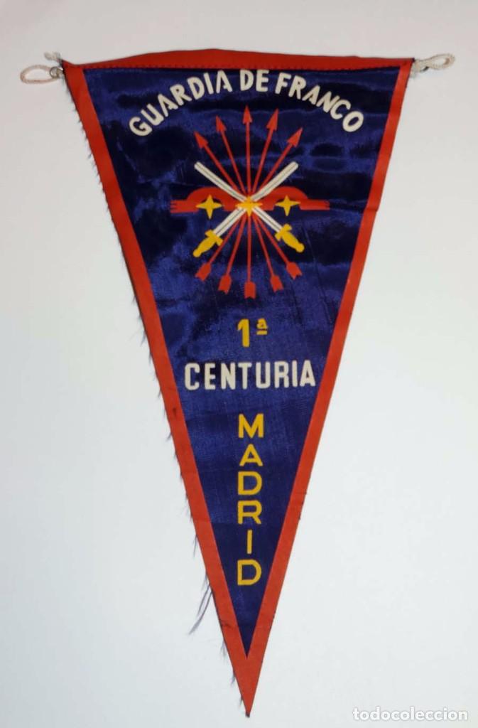 Military Antiques: ANTIGUO BANDERIN DE LA GUARDIA DE FRANCO, 1&ordf; CENTURIA MADRID, A&Ntilde;OS 50, MIDE 25 CMS. DE ALTURA