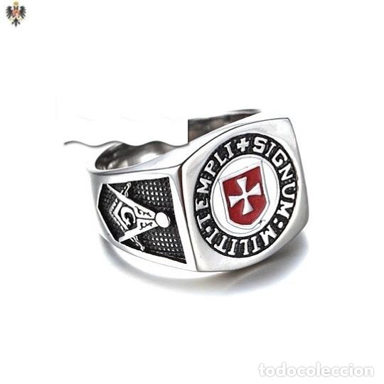 Militaria: ANILLO TEMPLARIO CRUZ PATE ESMALTADO FRANCMASON + ESTUCHE