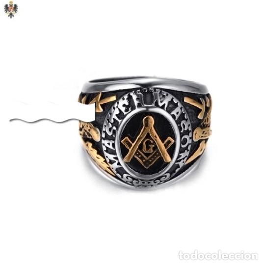 Militaria: ANILLO MASONICO FRANCMASON ESMALTADO ** TALLAS DISPONIBLES