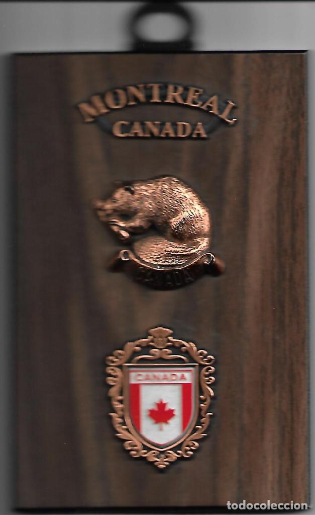 Military Antiques: ORIGINAL METOPA EN MADERA COBRE Y ESMALTE DE CANADA MEDIDAS 15 X 10 cm