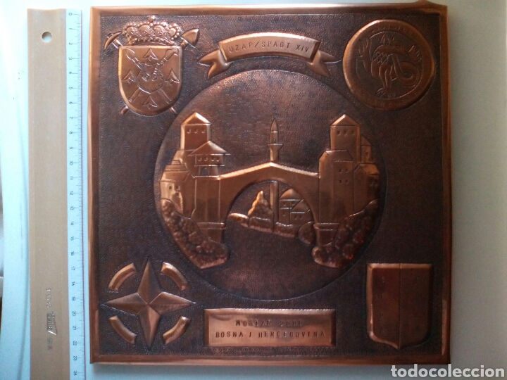 Military Antiques: PLACA MILITAR MOSTAR 2000 BOSNIA HERCEGOVINA UZAP SPAGT XIV DIVISION SALAMANDRE