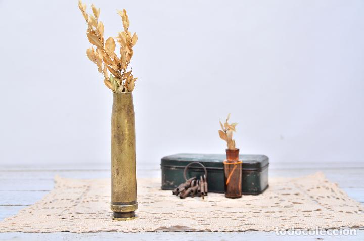 Military Antiques: BALA INERTE DE LATON DECORACION FLORERO - VAINA BALA CARTUCHO VACIA ATREZZO CASQUILLO MILITAR