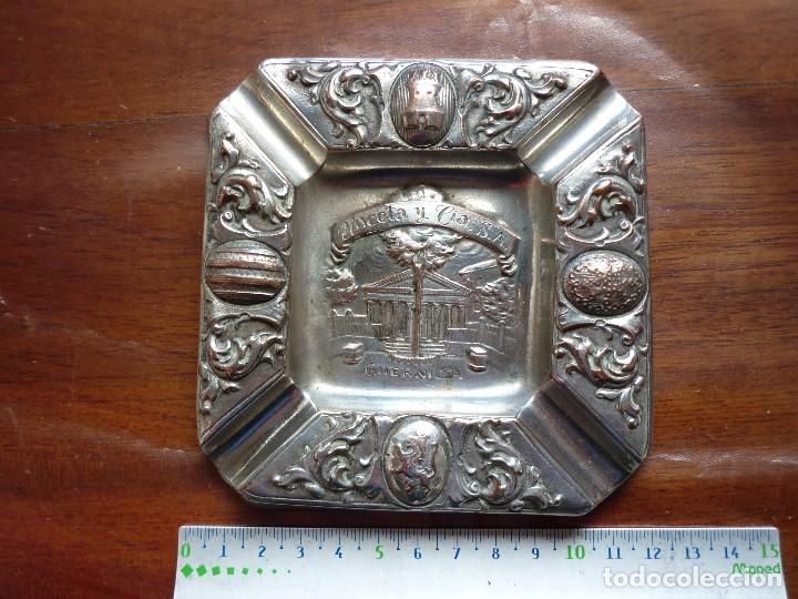 Military Antiques: UNCETA Y COMPA&Ntilde;IA, S.A.-GUERNICA-CENICERO GRABADO ARBOL DE GUERNICA-BRONCE PLATEADO