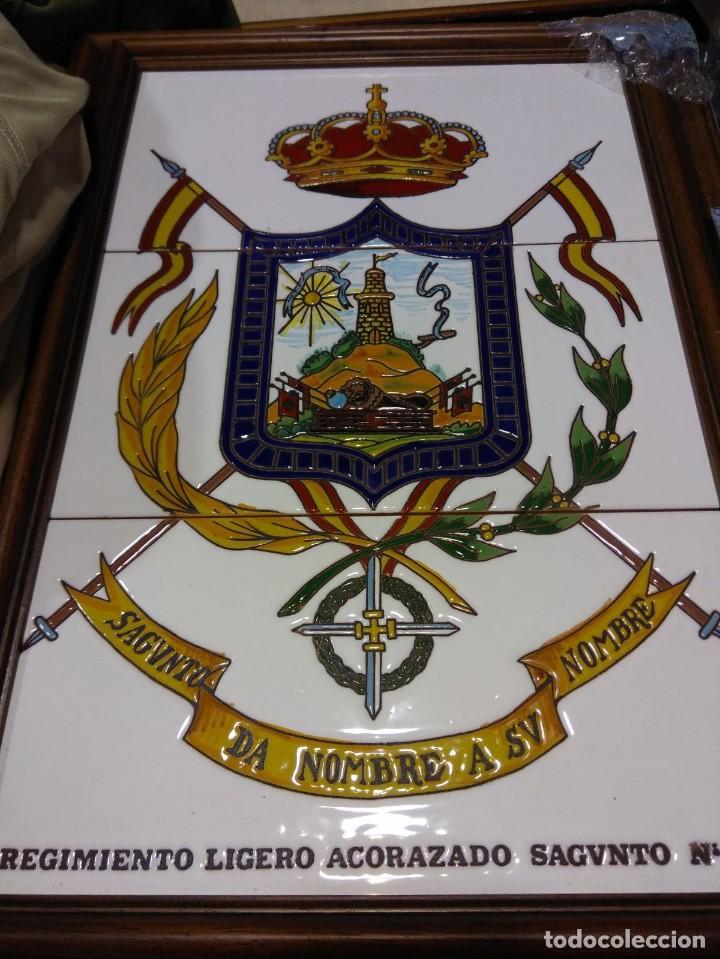 Military Antiques: CUADRO AZULEJOS. REGIMIENTO CABALLERIA LIGERO ACORAZADO SAGUNTO N&ordm; 7