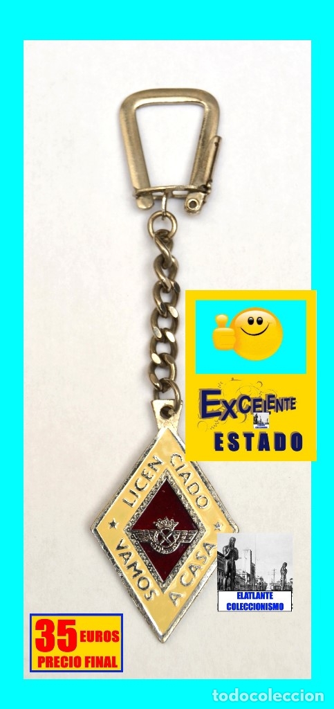 Military Antiques: EJ&Eacute;RCITO DEL AIRE DE ESPA&Ntilde;A - RAR&Iacute;SIMO LLAVERO ` LICENCIADO &acute; DE PILOTO - CON ROKISKI - EXCELENTE