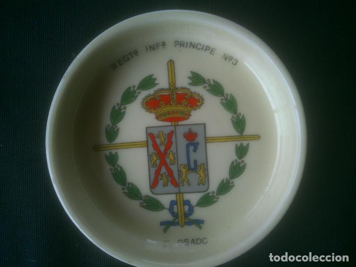 Military Antiques: CENICERO PORCELANA  REGIMIENTO INFANTERIA PRINCIPE N&ordm;3 EL OSADO