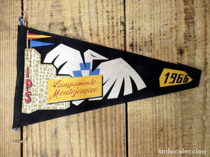 Military Antiques: 1966, ANTIGUO BANDERIN I.P.S. CAMPAMENTO DE MONTEJAQUE,27 CMS